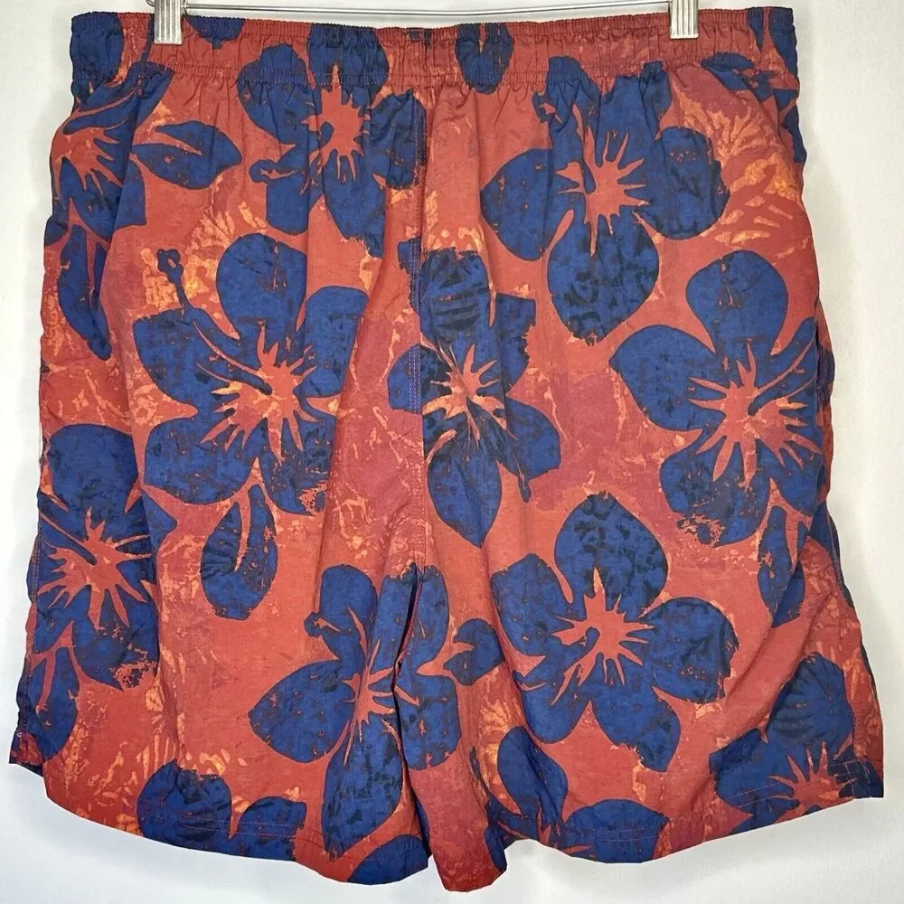 Cherokee Men’s Tropical Flowers Swim Shorts Trunks XL Red Blue Orange‎ Floral